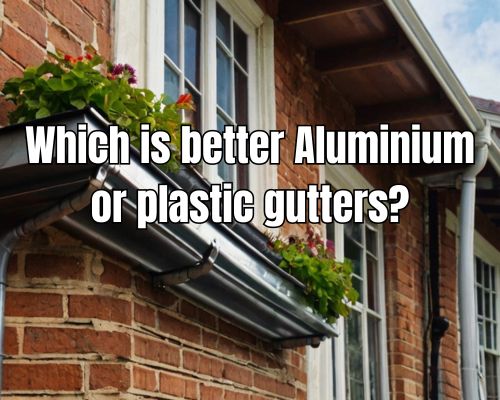 a building with plastic and aluminum guttering