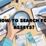 A person using a magnifying glass to search through a variety of digital and physical assets such as images, documents, and physical objects