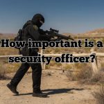 a security officer holding a long gun