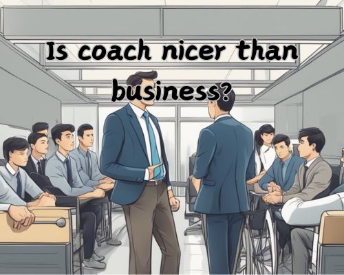 A coach guiding a team with a supportive demeanor, contrasting with a business setting showing a more serious and formal atmosphere