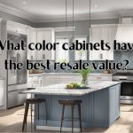 A modern kitchen with white cabinets, stainless steel appliances, and marble countertops