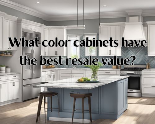 A modern kitchen with white cabinets, stainless steel appliances, and marble countertops