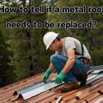 a metal roofing being replaced by a worker
