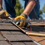 a worker laying over old shingles