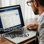 a professional searching for a business coach through his laptop