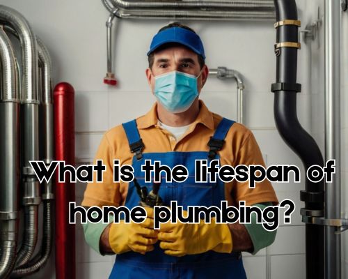 a plumber standing in front of his plumbing work with his complete PPE