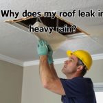 A man works on repairing a ceiling leak in a home