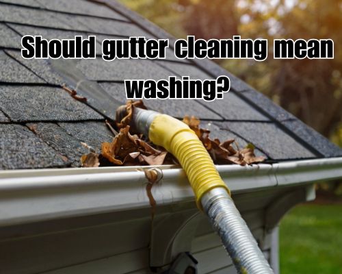 Gutter cleaning needed for leaves.