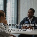 a security consultant officer talking to his client
