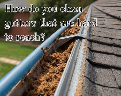 Blocked rain gutter needing cleaning.