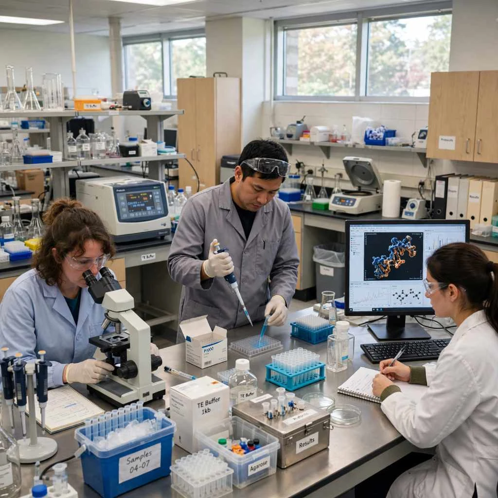Scientists Conducting Molecular Biology Lab Research