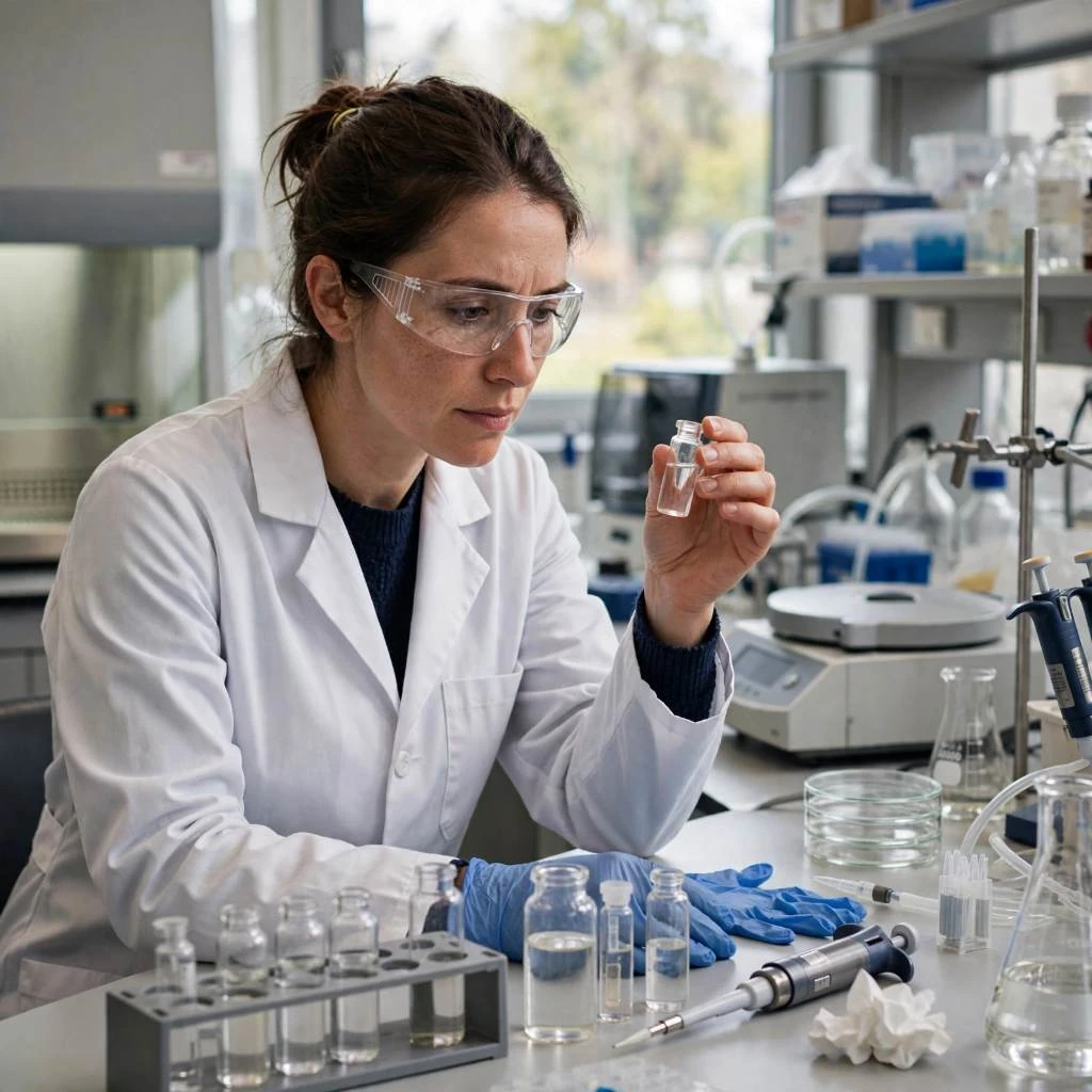 Researcher Examining Peptide Vial