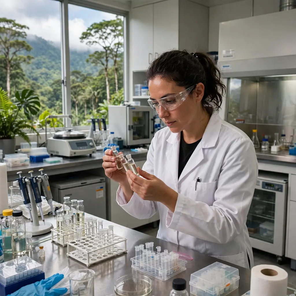 Researcher Handling Peptide Solution Laboratory